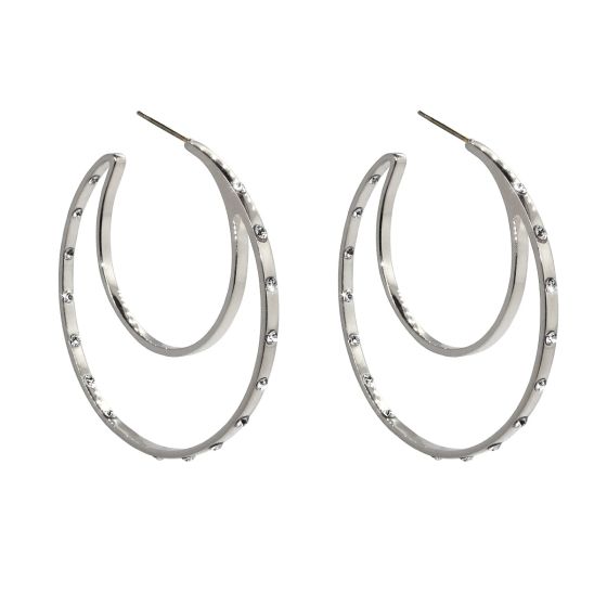 Liza Schwartz Sterling Silver Plated CZ Double Hoops 