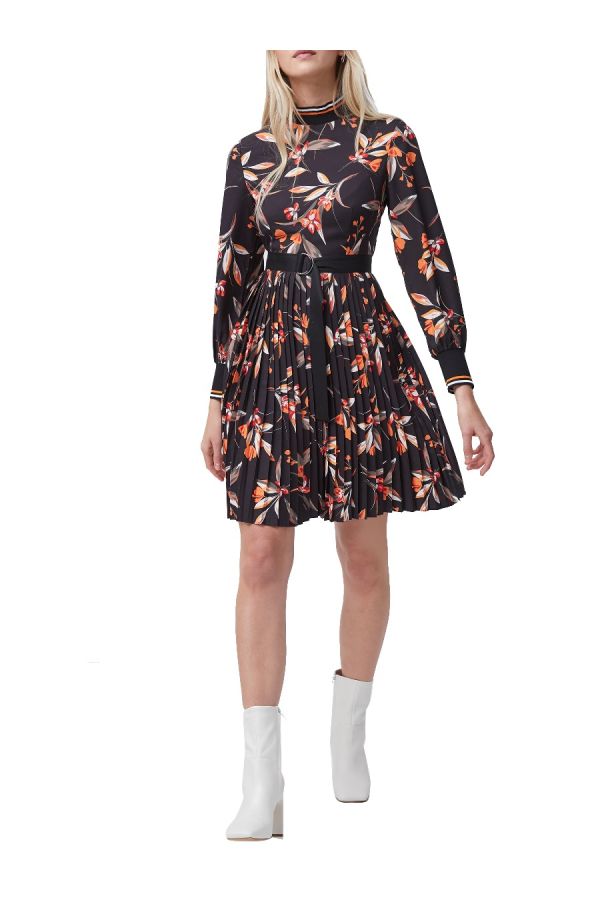 French Connection Eliva Drape Pleated Dress 