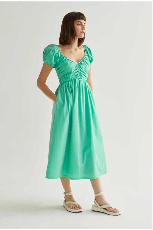 Crescent Bella Puff Sleeve Midi Dress