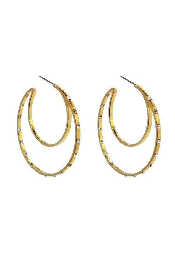 Liza Schwartz Gold Plated CZ Double Hoops 