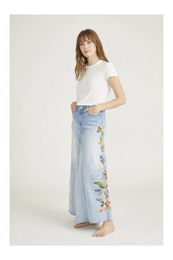 Driftwood Feathery Leaf Maxi Skirt 