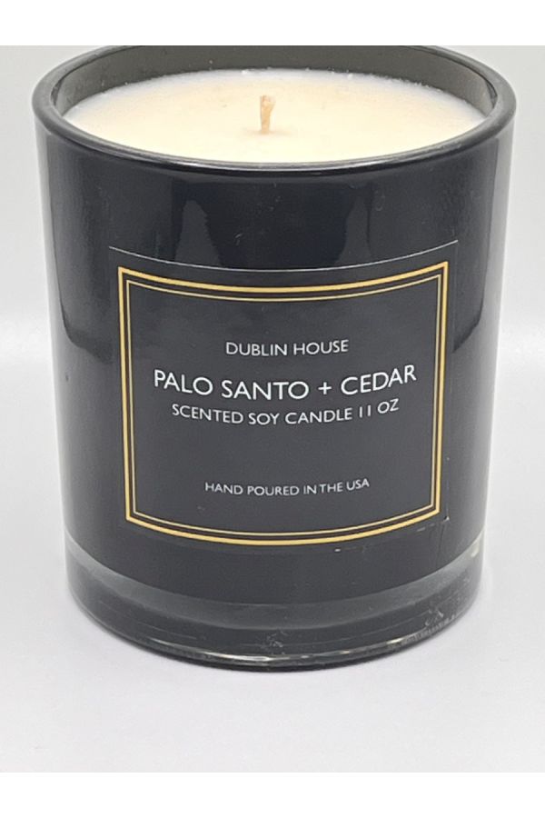 Dublin House Palo Santo & Cedar Black Glass Candle