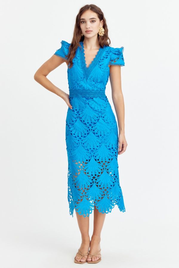 Adelyn Rae Mia 3D Embroidered Midi Dress
