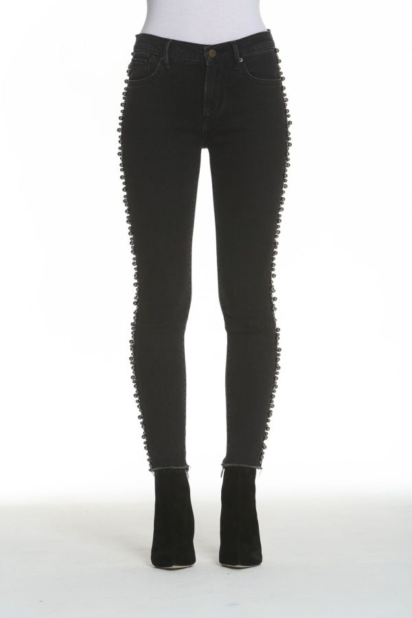 Driftwood Jackie Metallic Faux Pearl Detail Skinny Jeans 