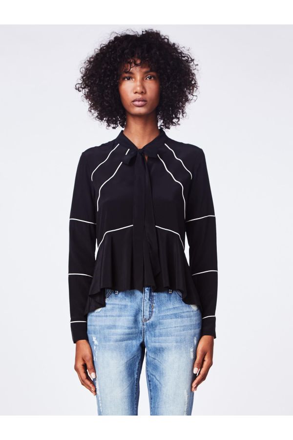 Nicole Miller Piped Tie Blouse