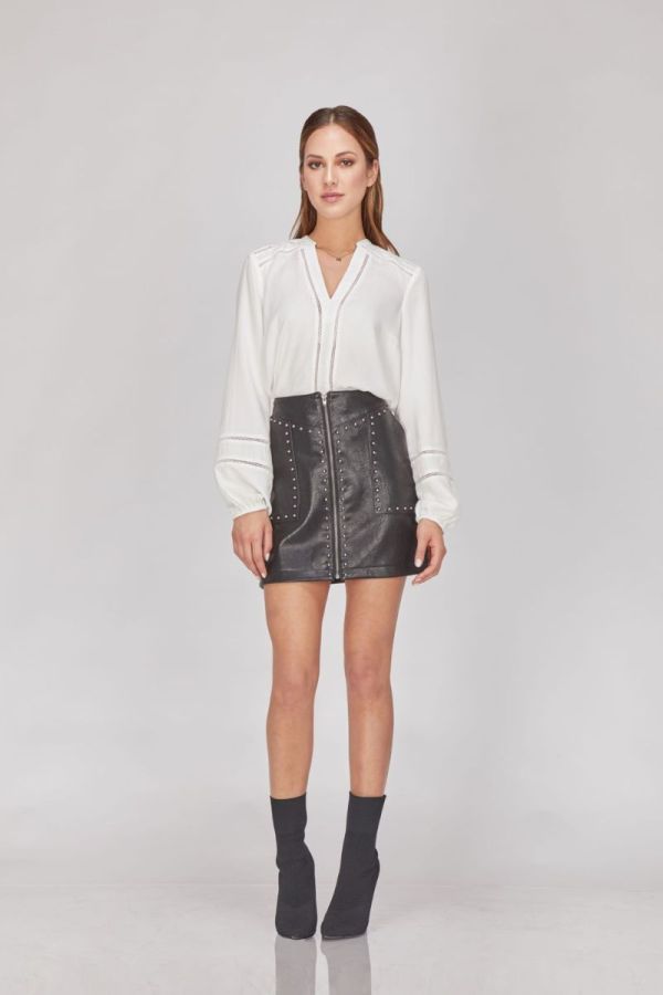 Greylin Luca Vegan Leather Studded Detail Skirt
