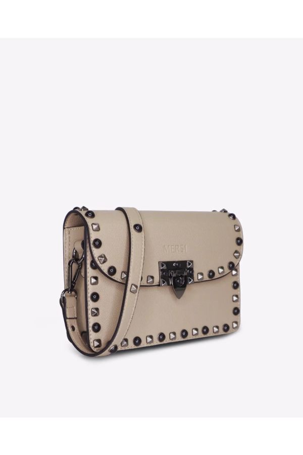 MERSI Ruby Taupe Studded Crossbody Bag