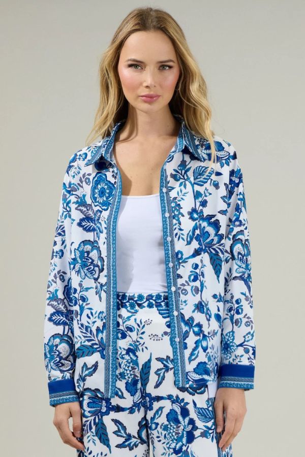 Sugarlips Salema Floral Button Down Shirt