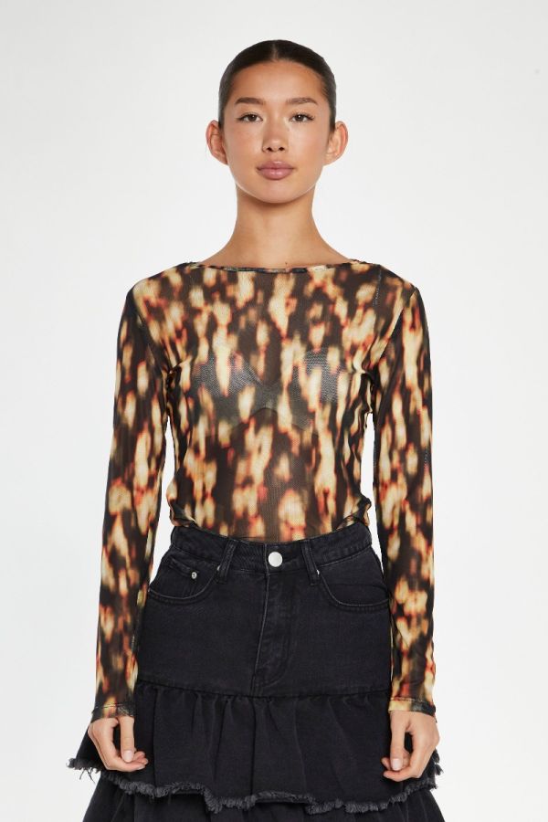 Glamorous Mesh Tie-Dye Bodysuit 