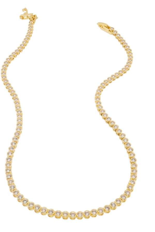 Brenda Grands Jewelry 18k Gold-plated Cubic Zirconia Tennis Necklace
