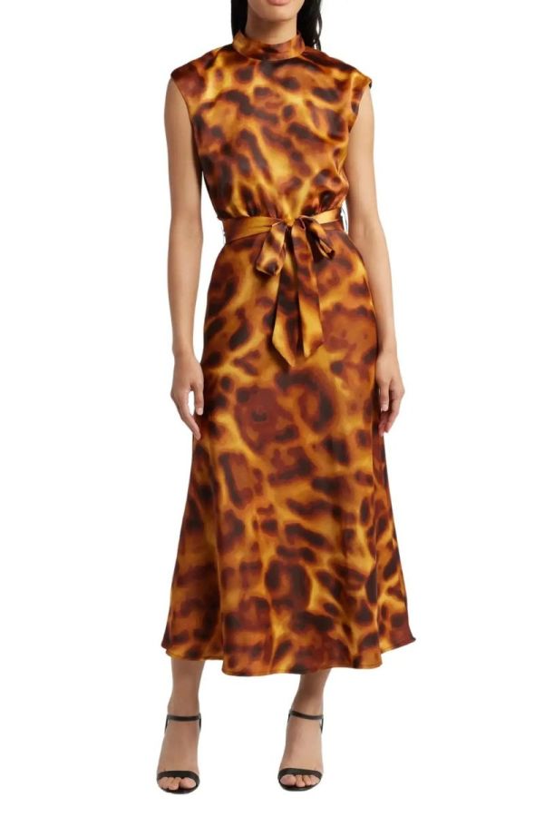 Tahari ASL Tortoise Shell Print Midi Dress