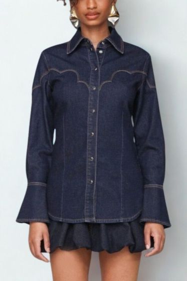Avec Les Filles Western Denim Tailored Shirt