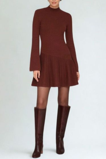 Avec Les Filles Asymmetric Hem Mini Sweater Dress