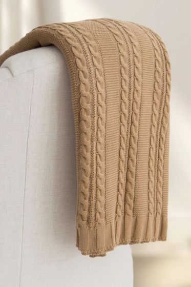 Tajik Home Luna Cable Knit Cotton Throw  