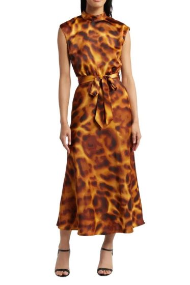 Tahari ASL Tortoise Shell Print Midi Dress