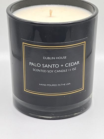 Dublin House Palo Santo & Cedar Black Glass Candle