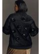 Eva Franco Velvet Floral Embroidered Bomber Jacket 