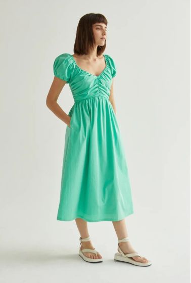 Crescent Bella Puff Sleeve Midi Dress