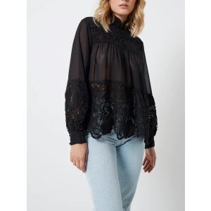 French Connection Brianna Georgette 3D Lace Top