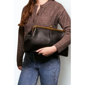 American Leather Co. Black Oversized Clutch  