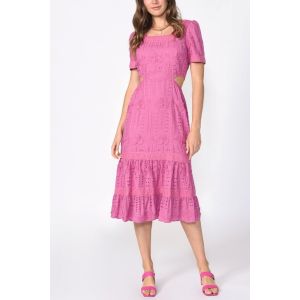 Adelyn Rae Katina Embroidered Cut-Out Midi Dress
