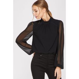 Adelyn Rae Flora Woven Blouse