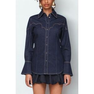 Avec Les Filles Western Denim Tailored Shirt