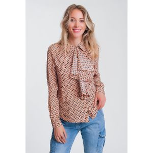 Q2 Geo Print Ruffled Front Top 