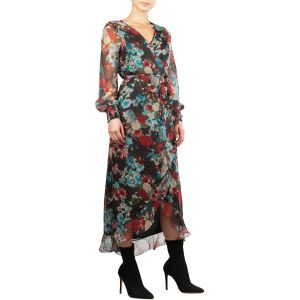 Elan Floral Wrap V-Neck Midi Dress 