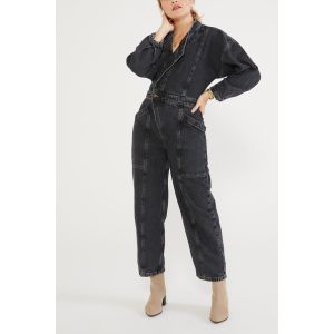 ÉTICA Asymmetrical Liv Black Denim Jumpsuit 