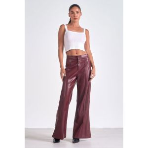 Elan Burgundy Faux Leather Pants