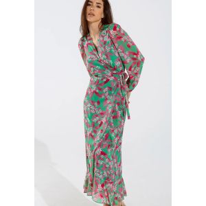 Q2 Floral Chiffon Maxi Dress