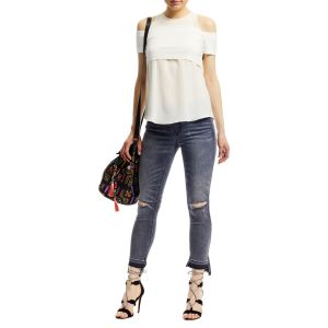 Nicole Miller Combo Off the Shoulder Top