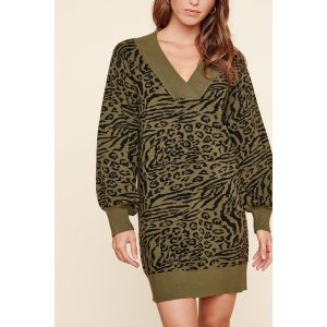 Sugarlips Mojave Animal Print Sweater Dress