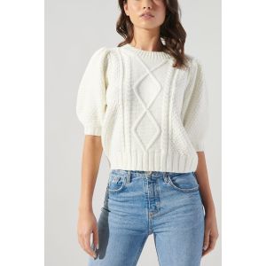 Sugarlips Ivory Puff Sleeve Sweater