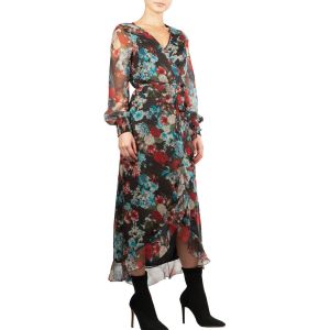 Elan Floral Wrap V-Neck Midi Dress 