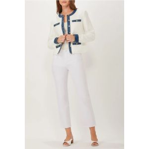 ECRU White Tweed Denim Detail Jacket  