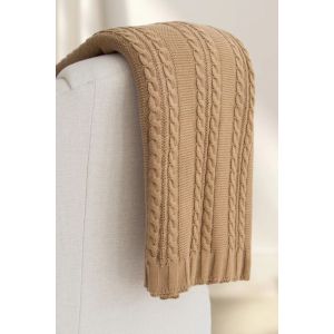 Tajik Home Luna Cable Knit Cotton Throw  
