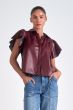 Elan Badia Burgundy Flutter Sleeve Top