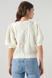 Sugarlips Ivory Puff Sleeve Sweater