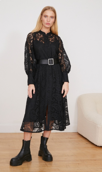 Jovonna London Ayurveda Black Lace Dress