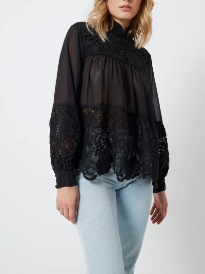 French Connection Brianna Georgette 3D Lace Top