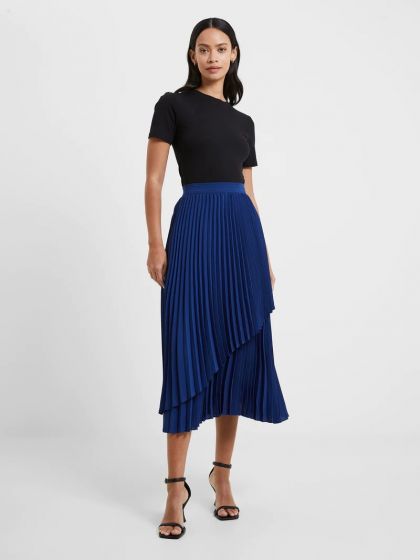 French Connection Blue Arie Pleated Skirt