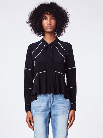 Nicole Miller Piped Tie Blouse 