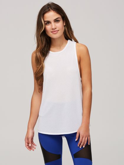 Peony White All Day Mesh Tank 