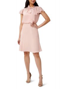 Adrianna Papell Tie Neck Flutter Sleeve Dress