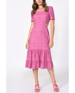 Adelyn Rae Katina Embroidered Cut-Out Midi Dress