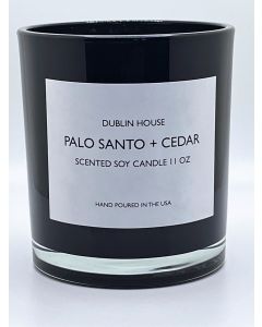 Dublin House Palo Santo & Cedar Black Glass Candle