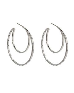 Liza Schwartz Sterling Silver Plated CZ Double Hoops 