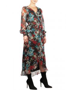 Elan Floral Wrap V-Neck Midi Dress 